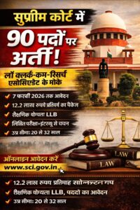 सुप्रीम कोर्ट में 90 पदों पर भर्ती