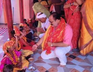 दुर्गाष्टमी पर कन्या पूजन और हवन, ब्रम्हनगर में गूंजे जयकारे